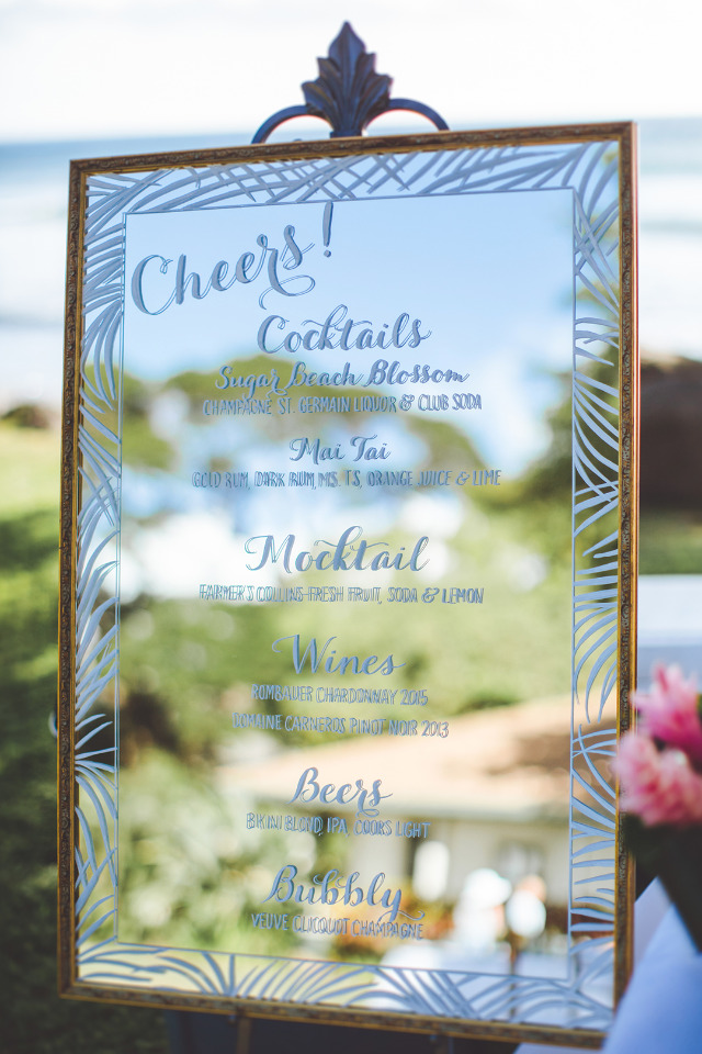 wedding drinks menu mirror