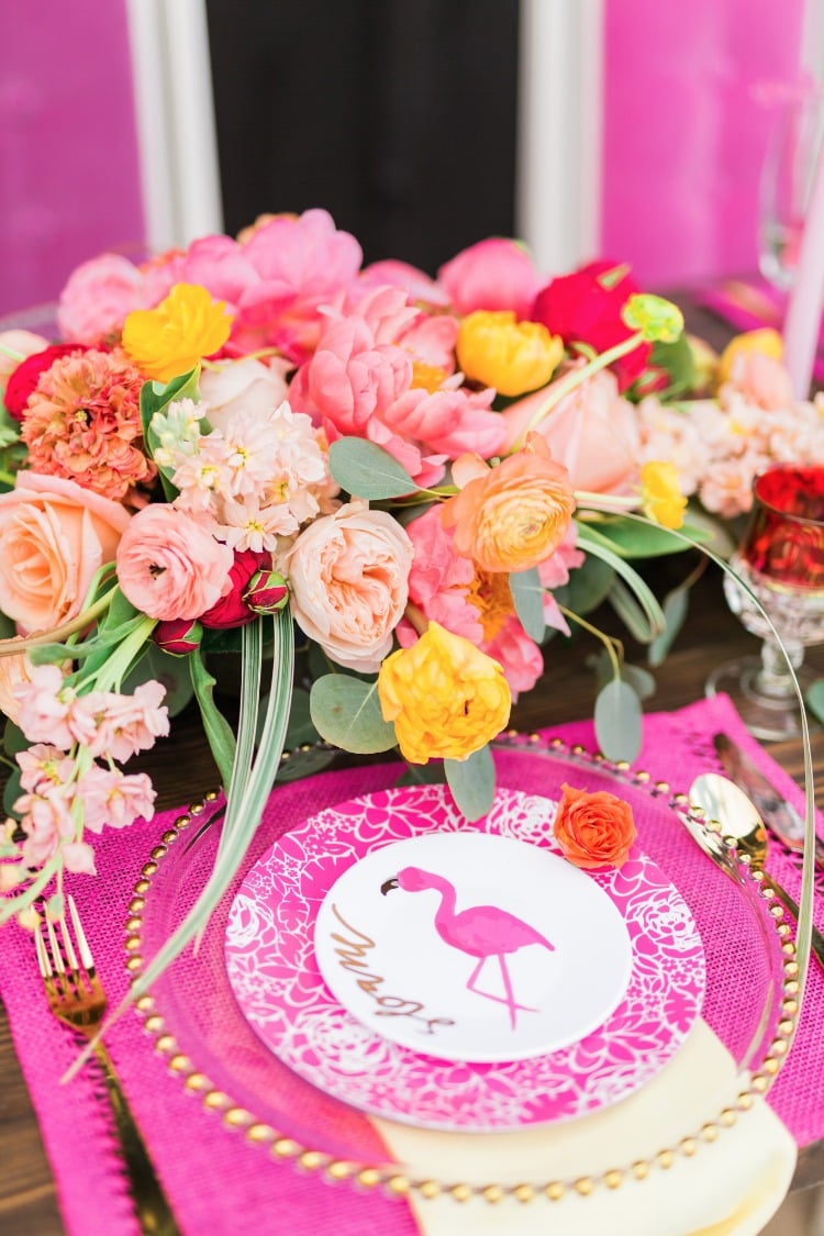 Hot Pink Flamingos and Mimosas Tropical Bridal Brunch