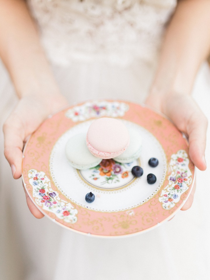 Yummy macarons on vintage inspired plate