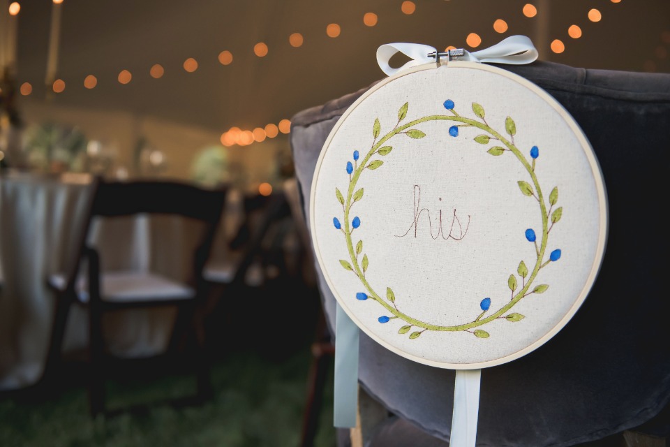 Embroidered chair sign