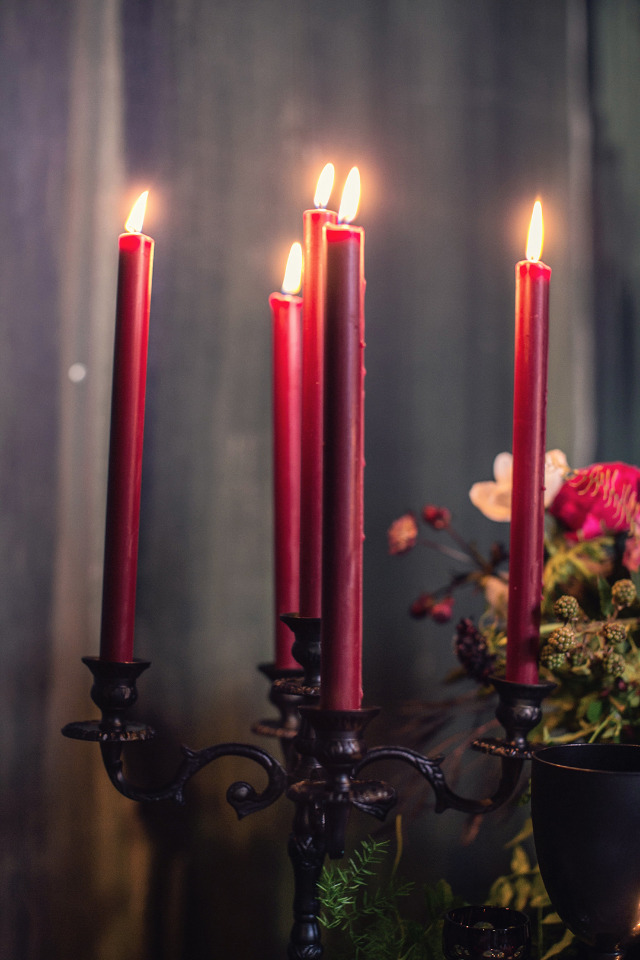 deep red taper candles