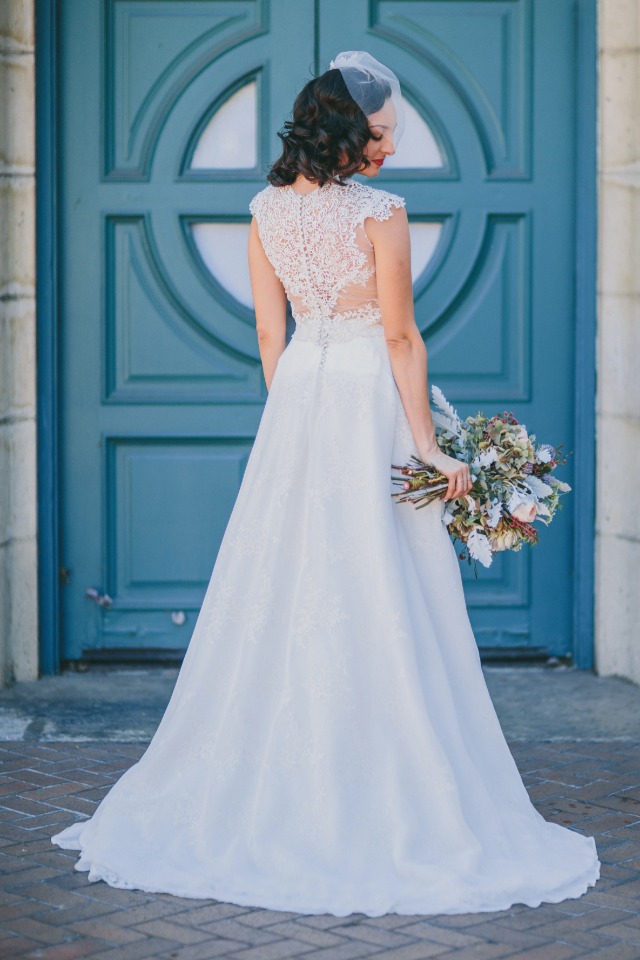 Gorgeous wedding dress made by the bride's mom