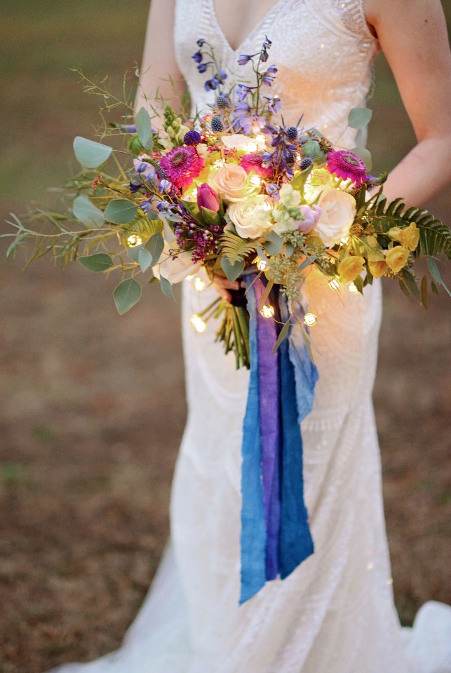 glowing wedding bouquet