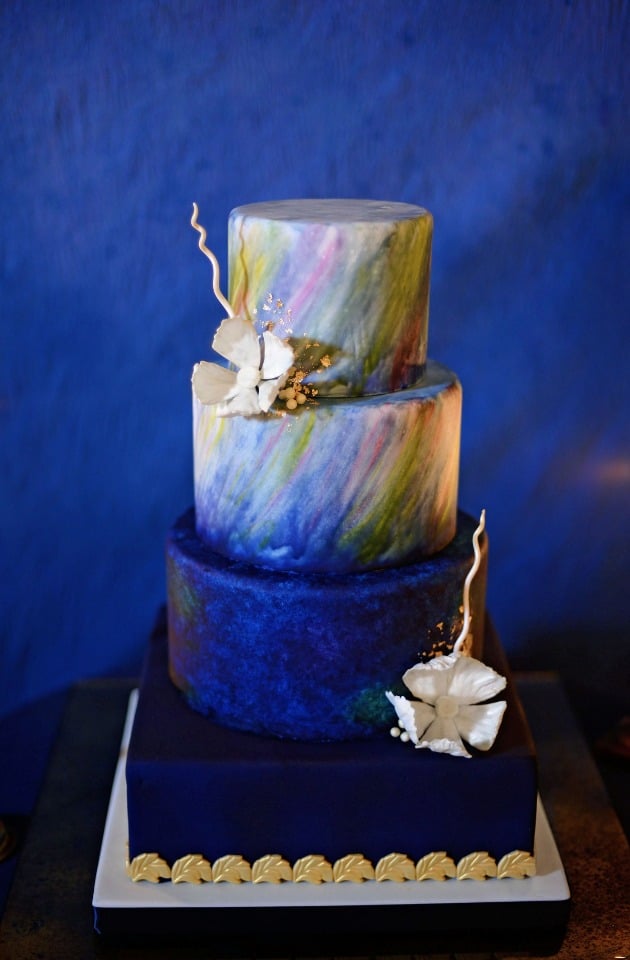 Aurora Borealis inspired wedding cake