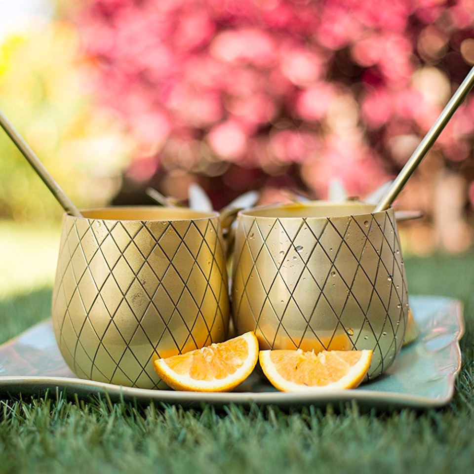 pineapple brass cocktail mugs