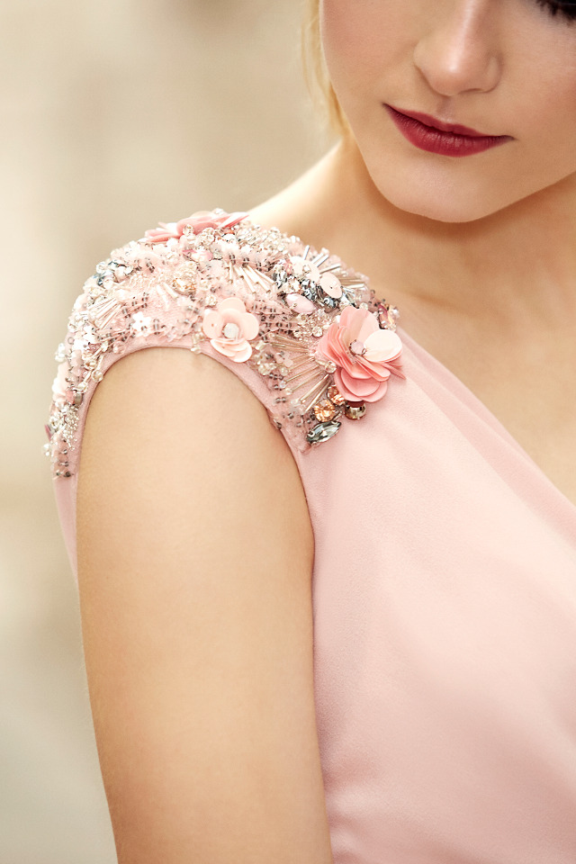 fun floral beading on coktail dress sleeves