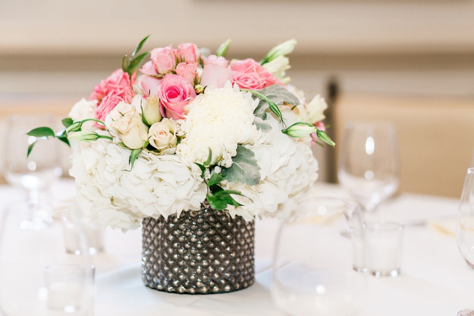 classic pink and white floral centerpiece