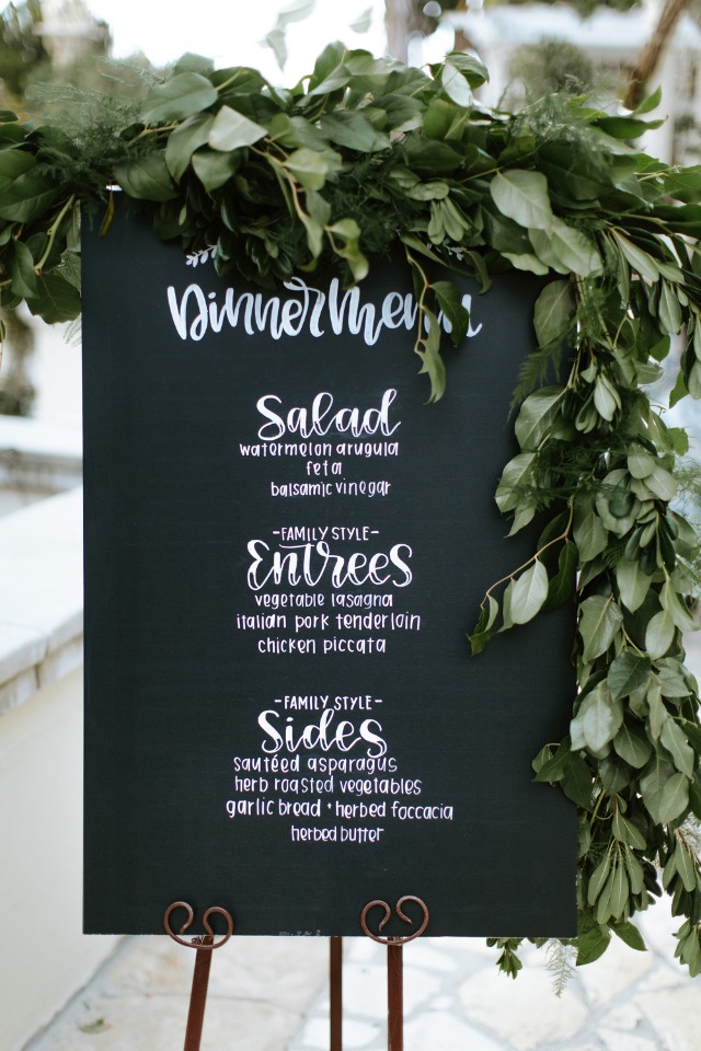 wedding menu sign