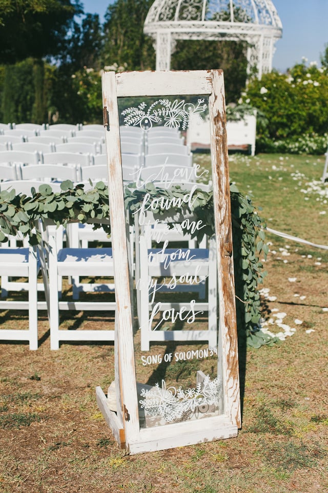 Large rustic glass wedding sign