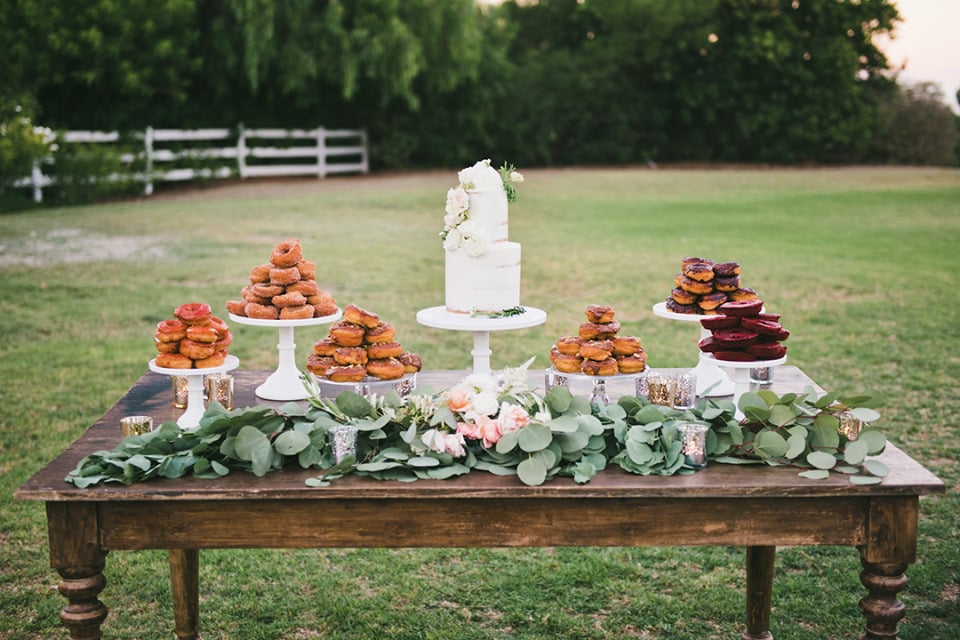 donuts and cake dessert table