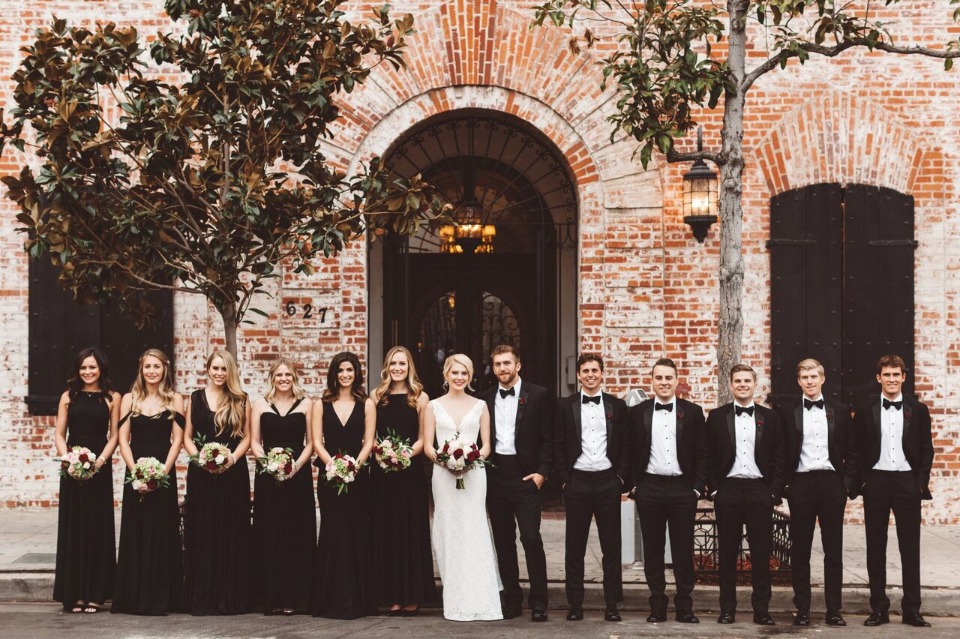 formal black and white wedding party style