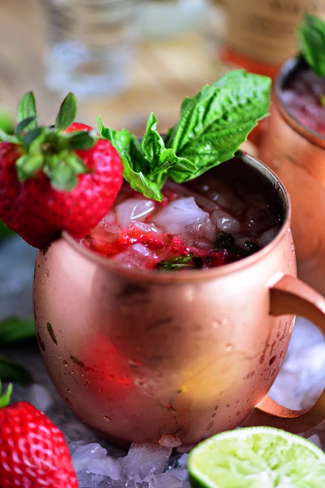 strawberry basil Moscow mule