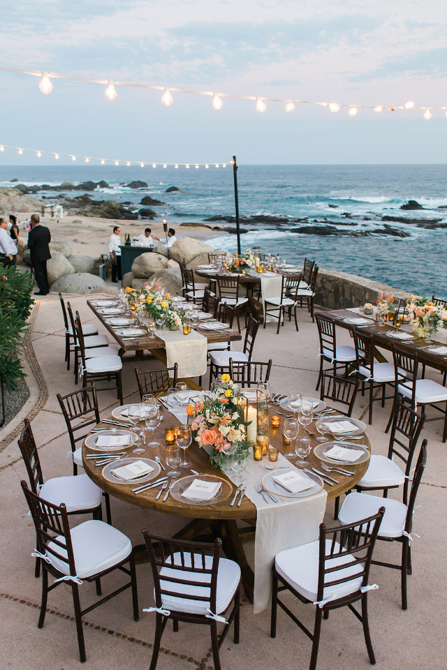 sunset beach wedding reception in Cabo
