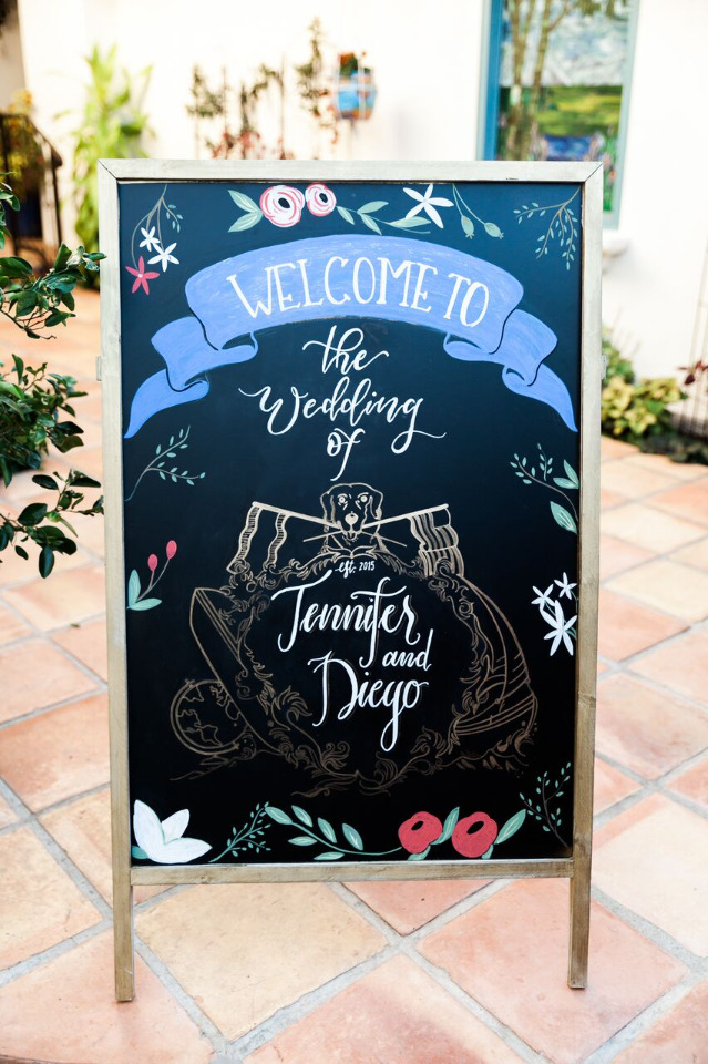large chalkboard wedding welcome sign