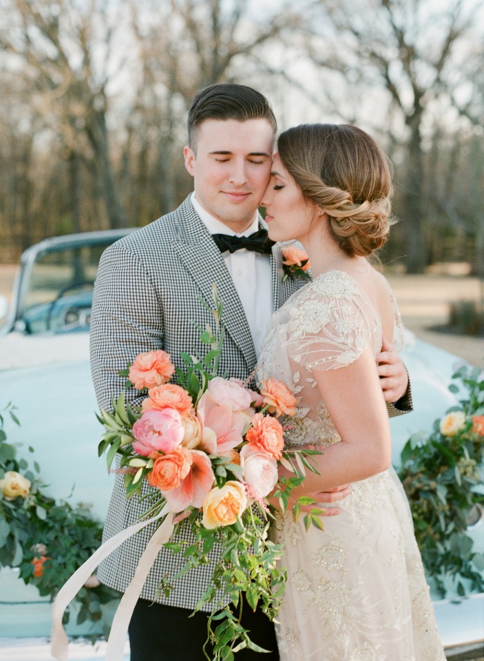 spring time bride and groom wedding style