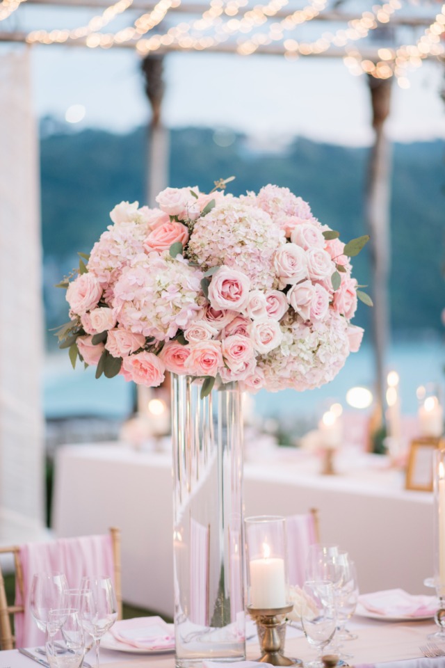 Oversized pink floral centerpiece