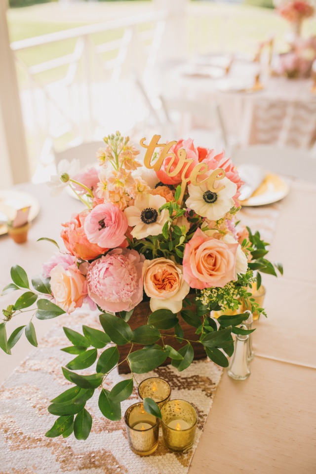 Spring centerpiece with table number