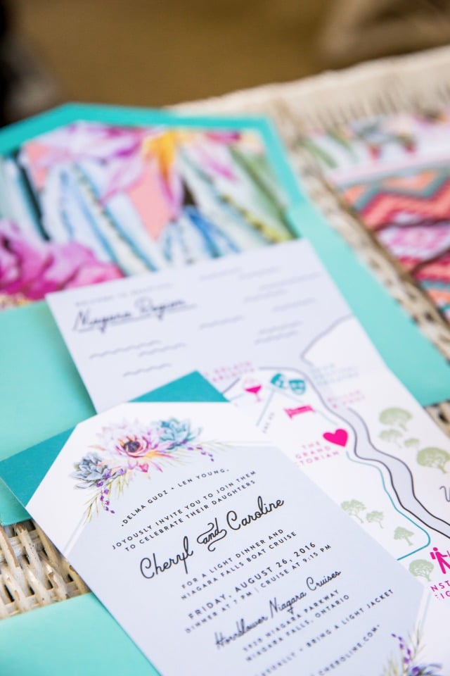 bright and colorful wedding invitations