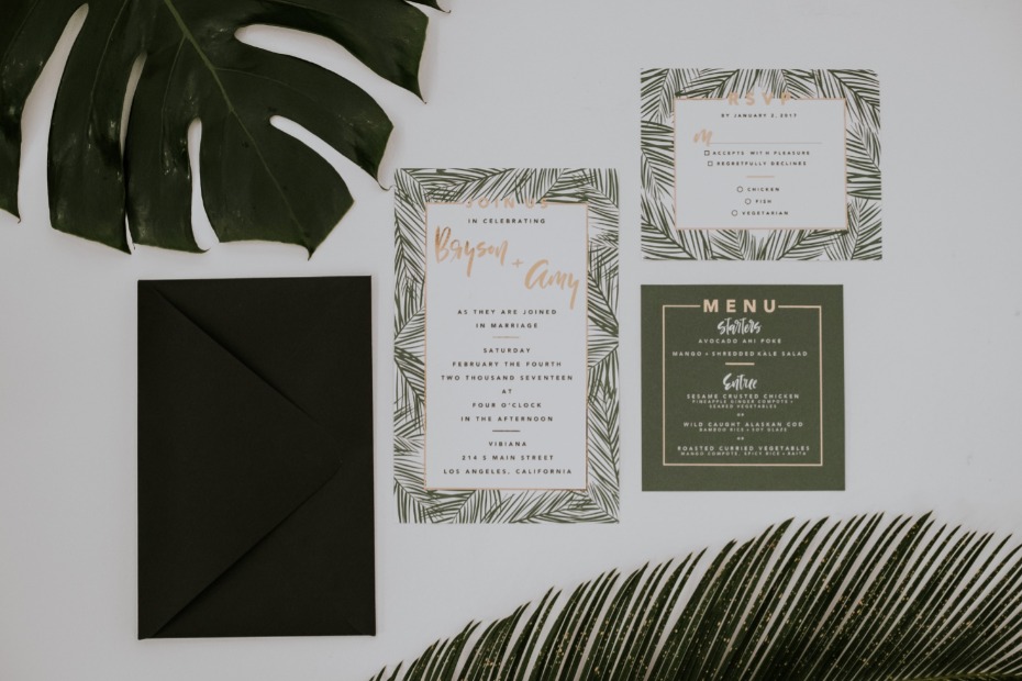 Tropical glam invitation suite