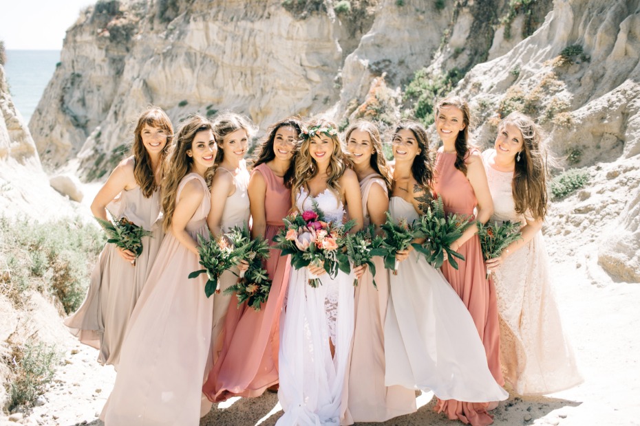 shades of peach boho perfect bridesmaids