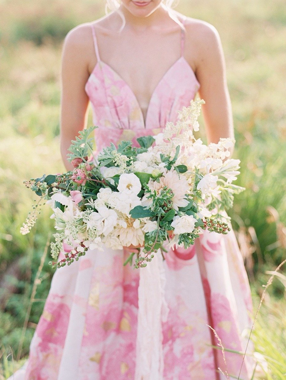 Summer wedding dress pink kate mcdonald bridal