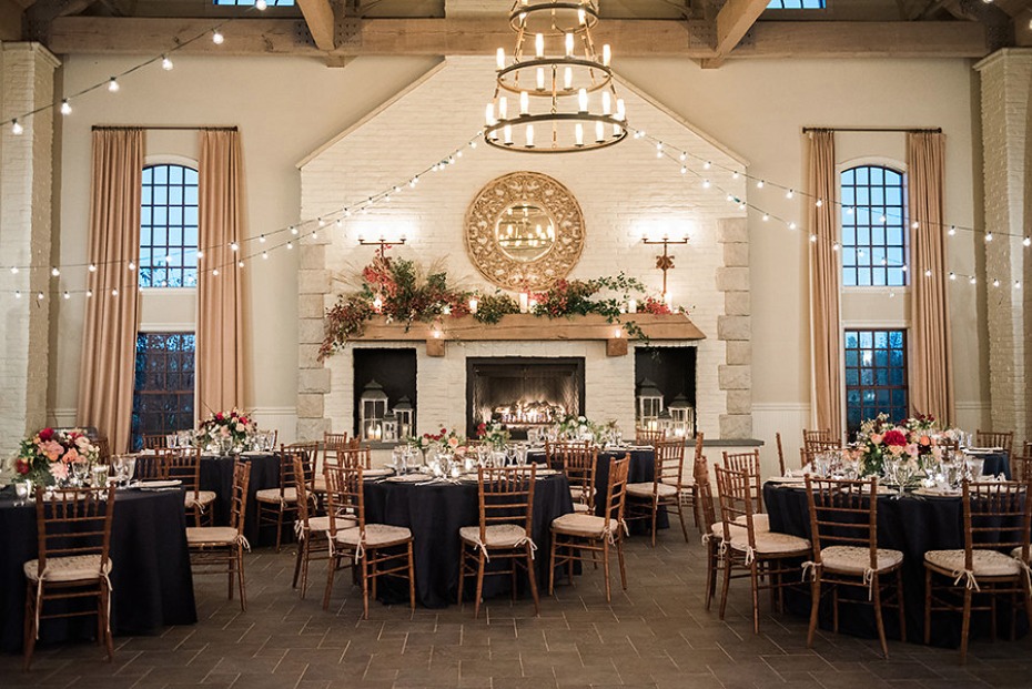 Dreamy reception space with fireplace