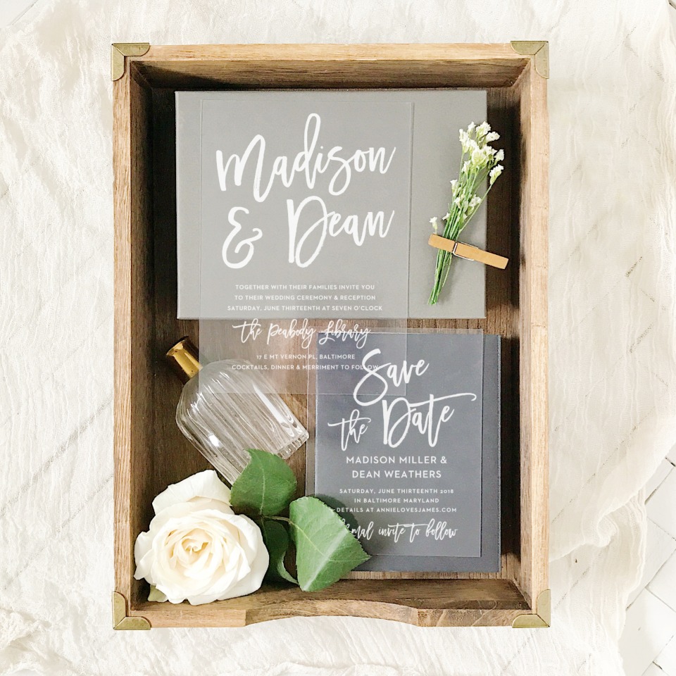 see through wedding invitation and save the date from Basic Invite