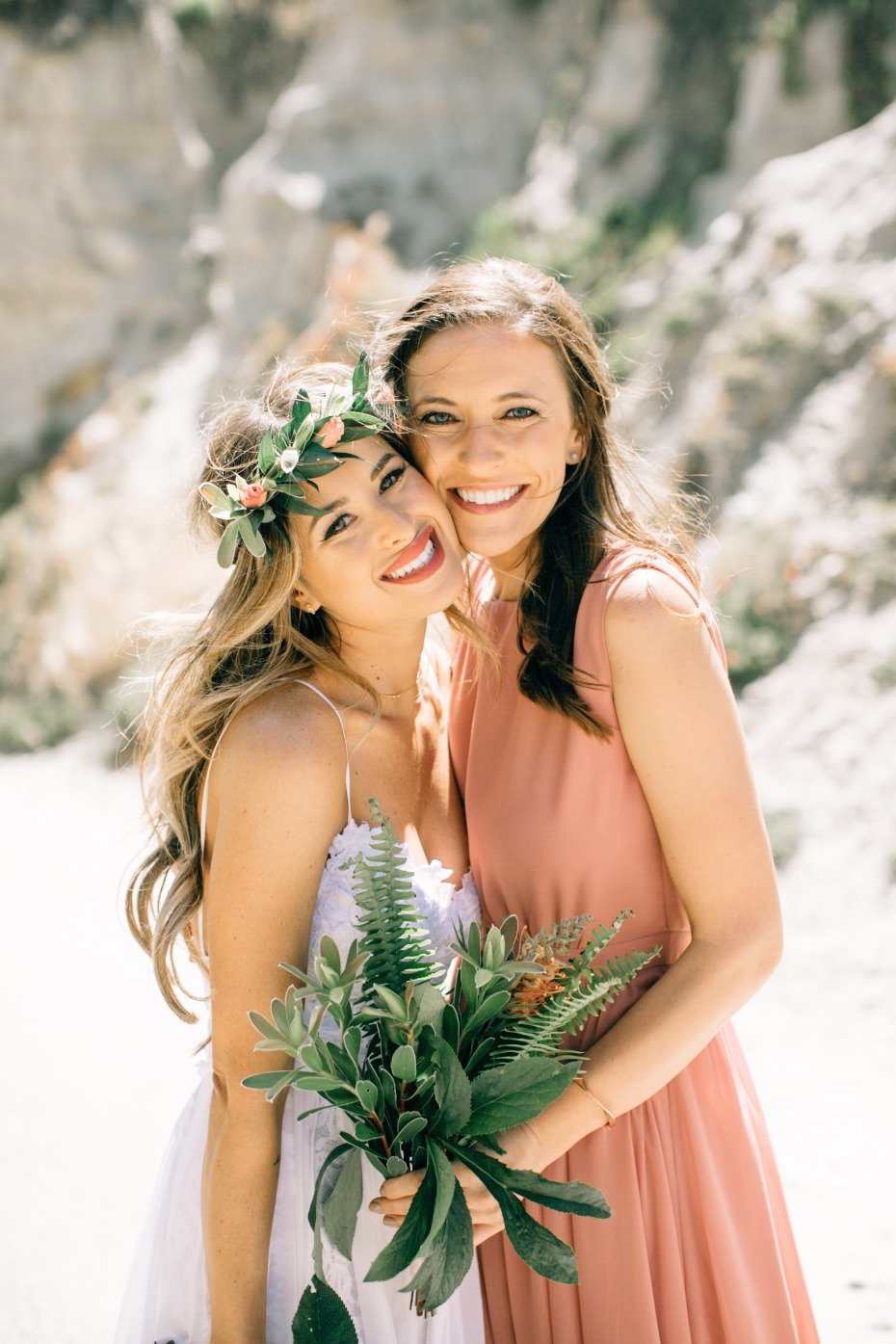 chic greenery as bridesmaid bouquets