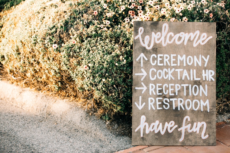 rustic handmade wedding ceremony sign
