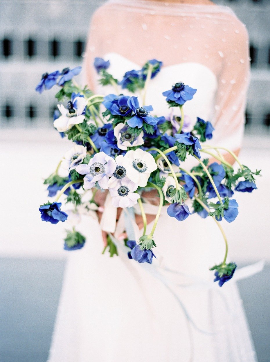 Blue and white centerpiece