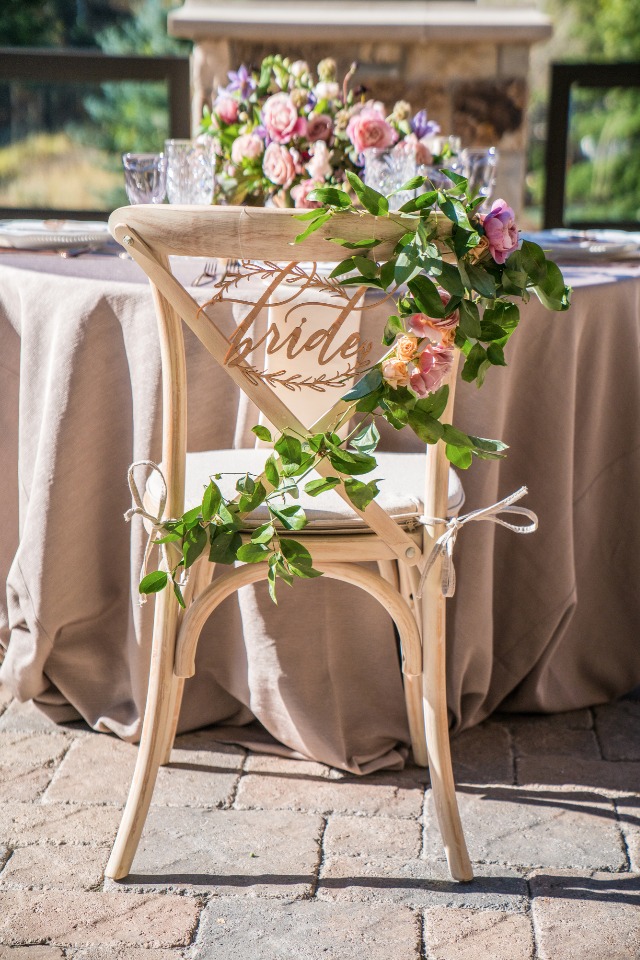 Brides chair with a garland