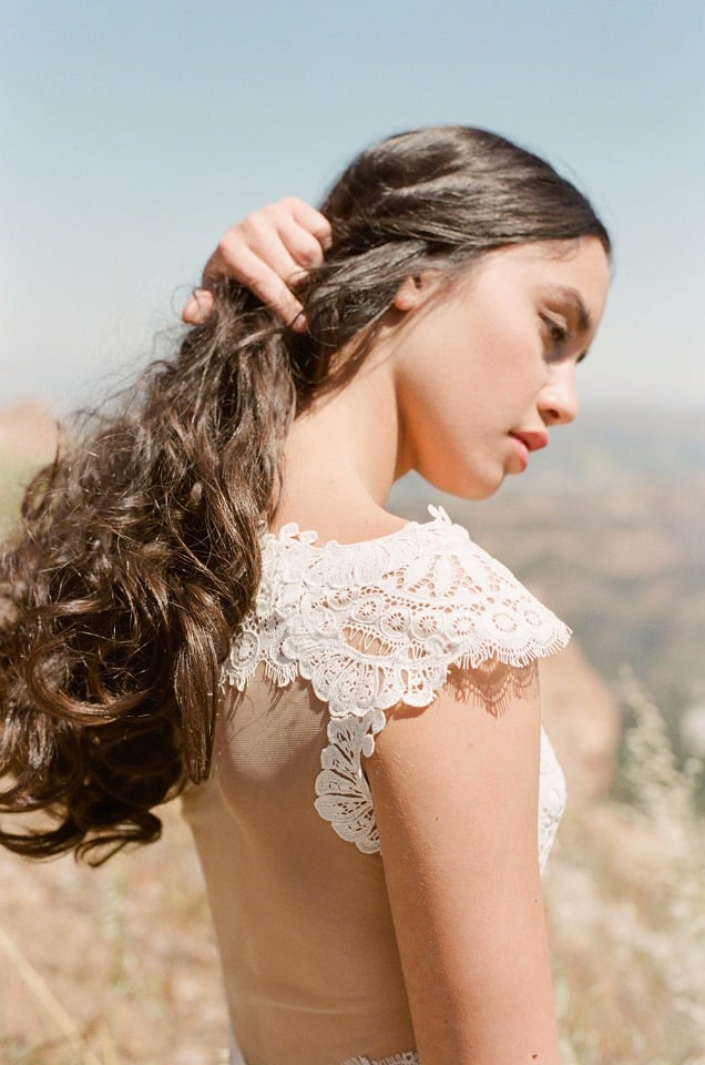 gorgeous lace sleeve detail on Claire Pettibone Calistoga wedding dress.