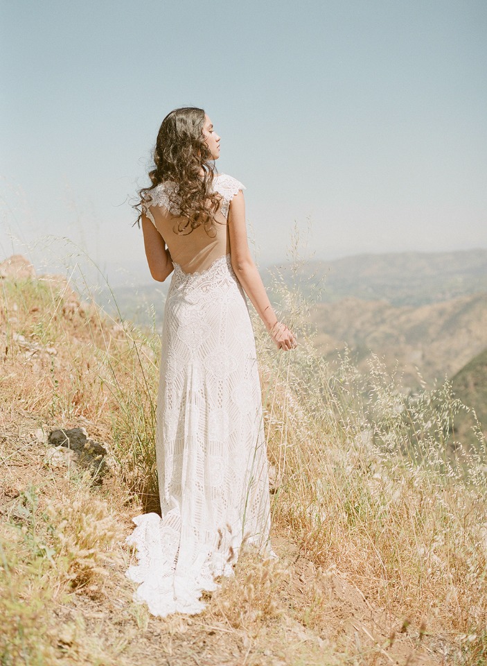 bold geometric boho chic wedding dress from Claire Pettibone