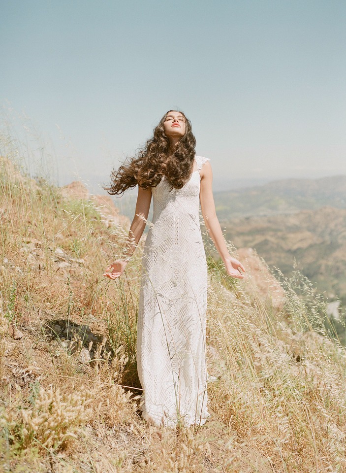 Bohemian wedding gown by Claire Pettibone