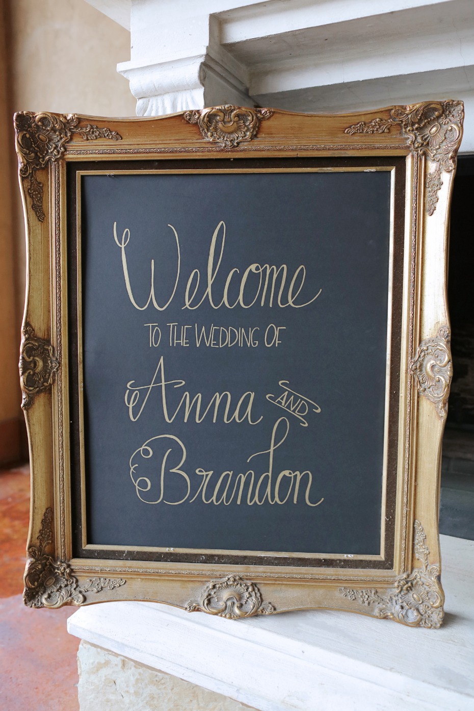 Gold calligraphy wedding sign