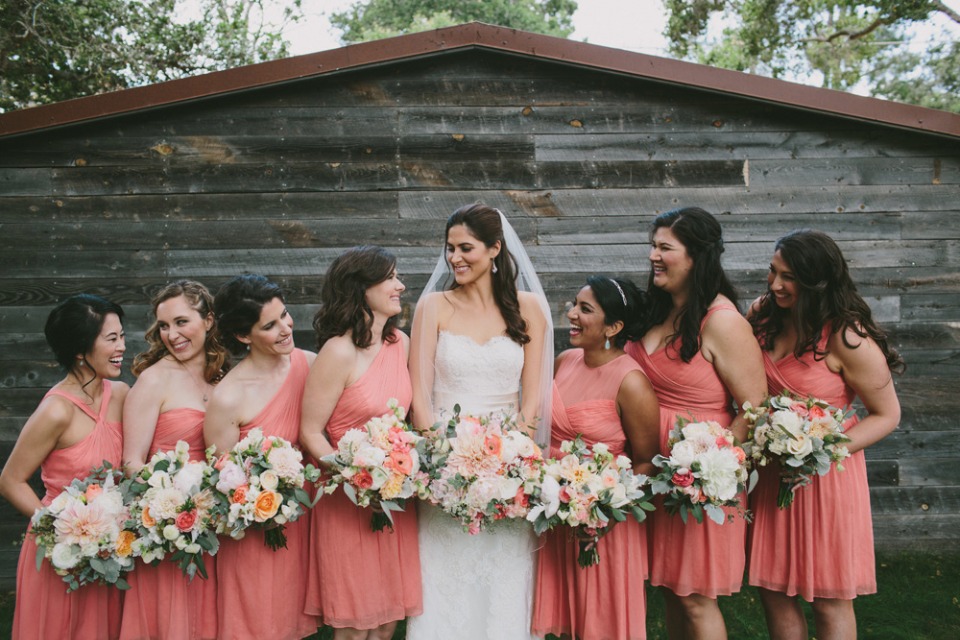 Mix n match bridesmaid dresses in the same color