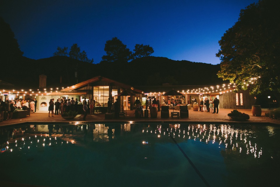 Poolside reception in Carmel