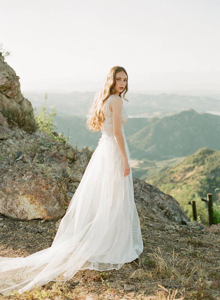 romantic tulle wedding gown by Claire Pettibone