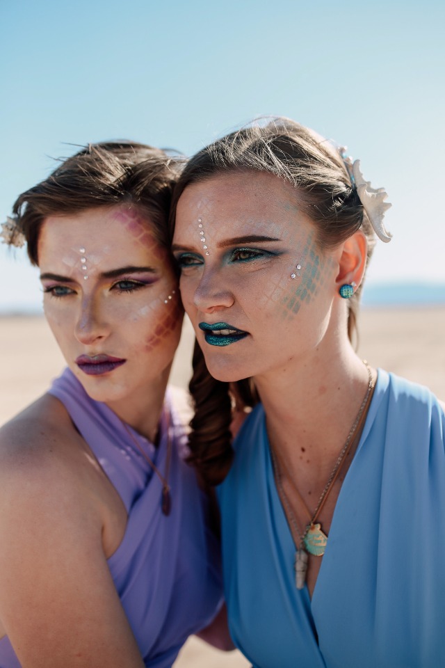 bridesmaids in mermaid makeup