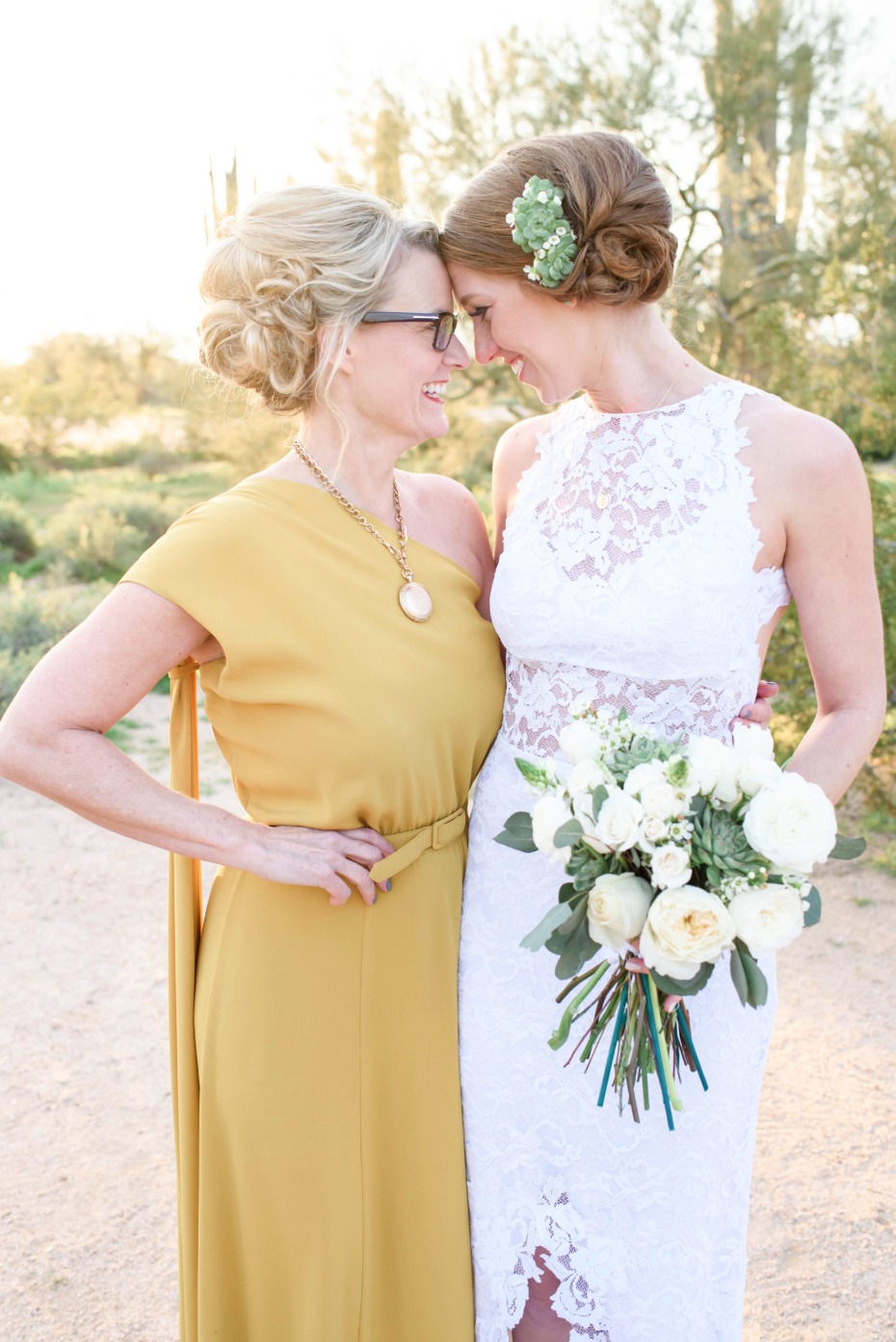 Cute portrait of the mom and the bride