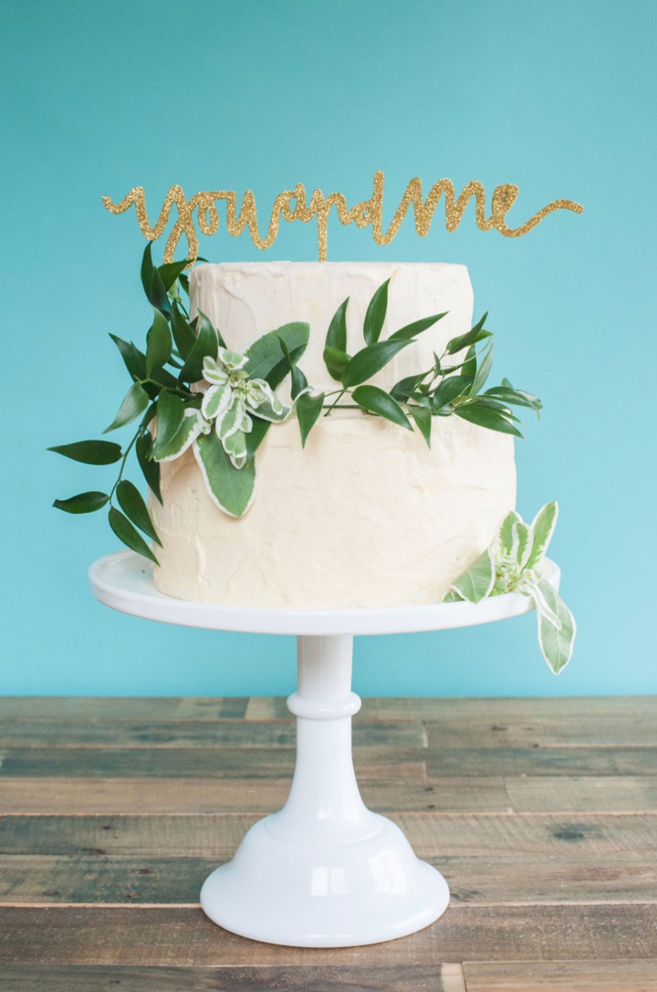 YOU AND ME wedding cake topper in gold glitter and other colors