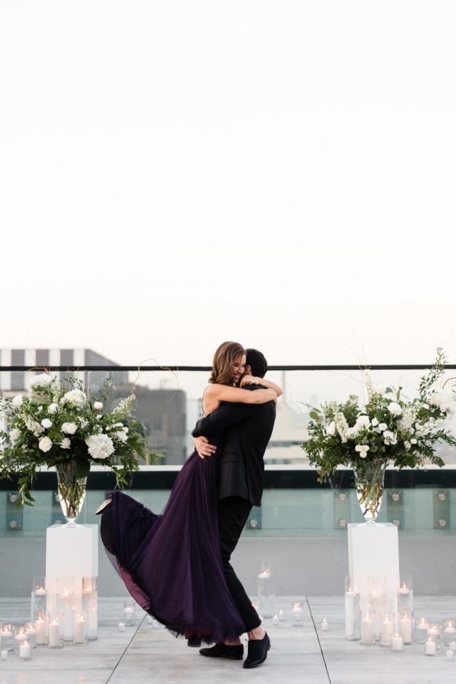 She said yes! Glam rooftop engagement in Toronto