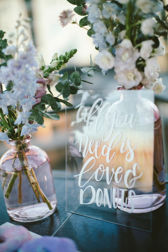 all you need is love and donuts wedding sign