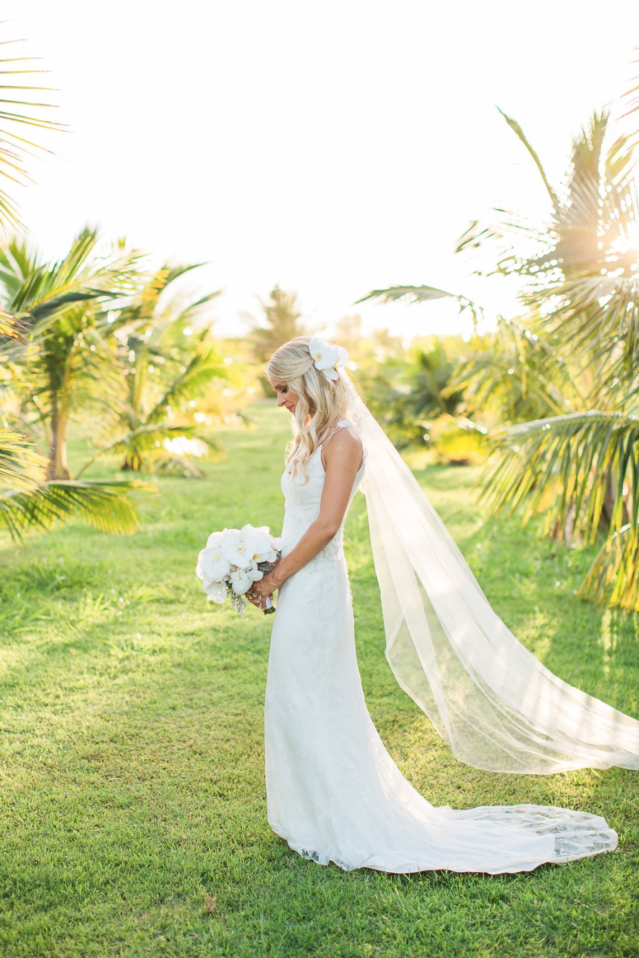 Kauai bride amongst the palm trees