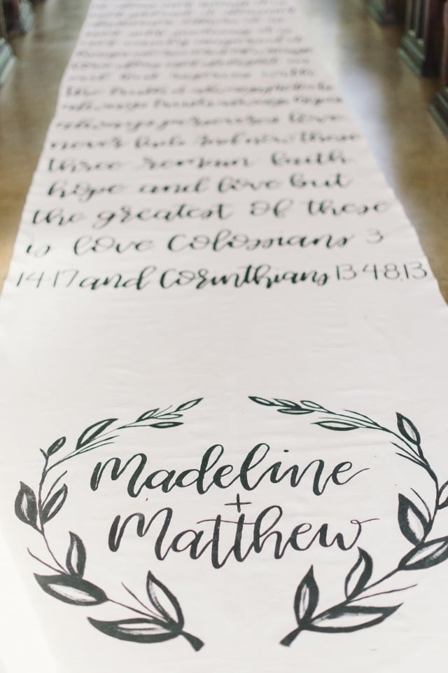calligraphy quote aisle runner
