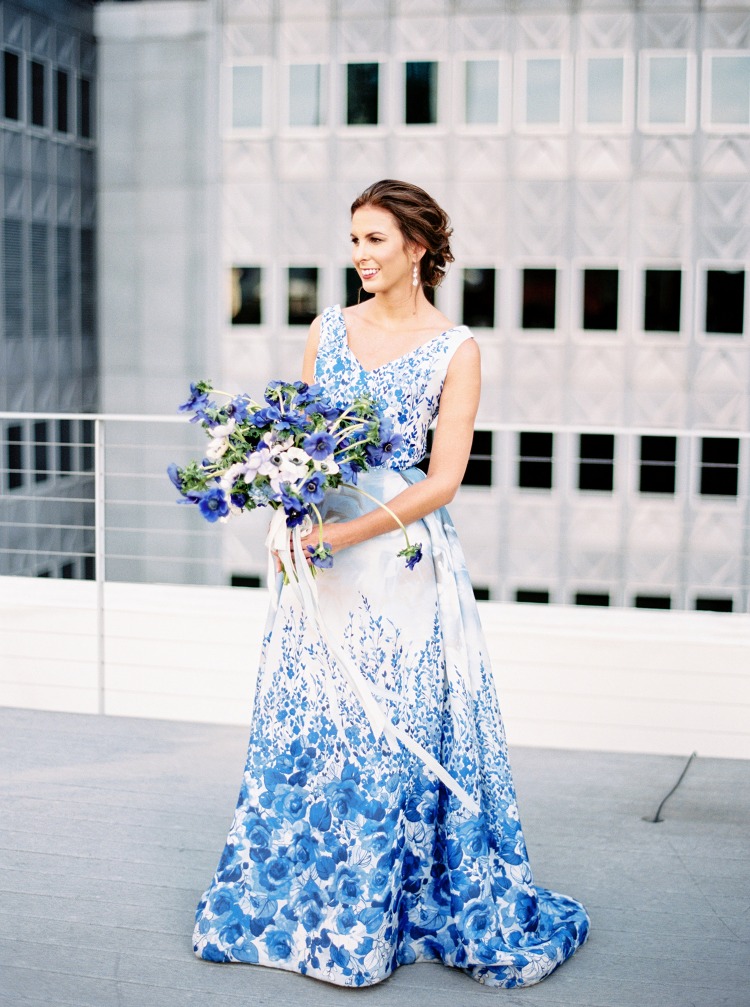 Modern Silver and Blue Rooftop Wedding Inspiration in Dallas