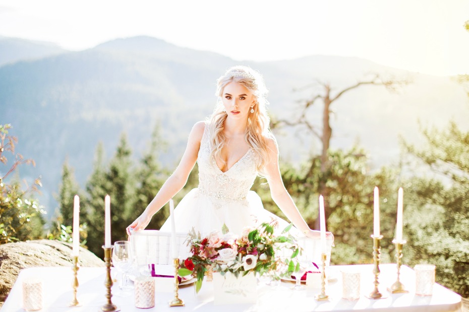 romantic mountain top wedding reception