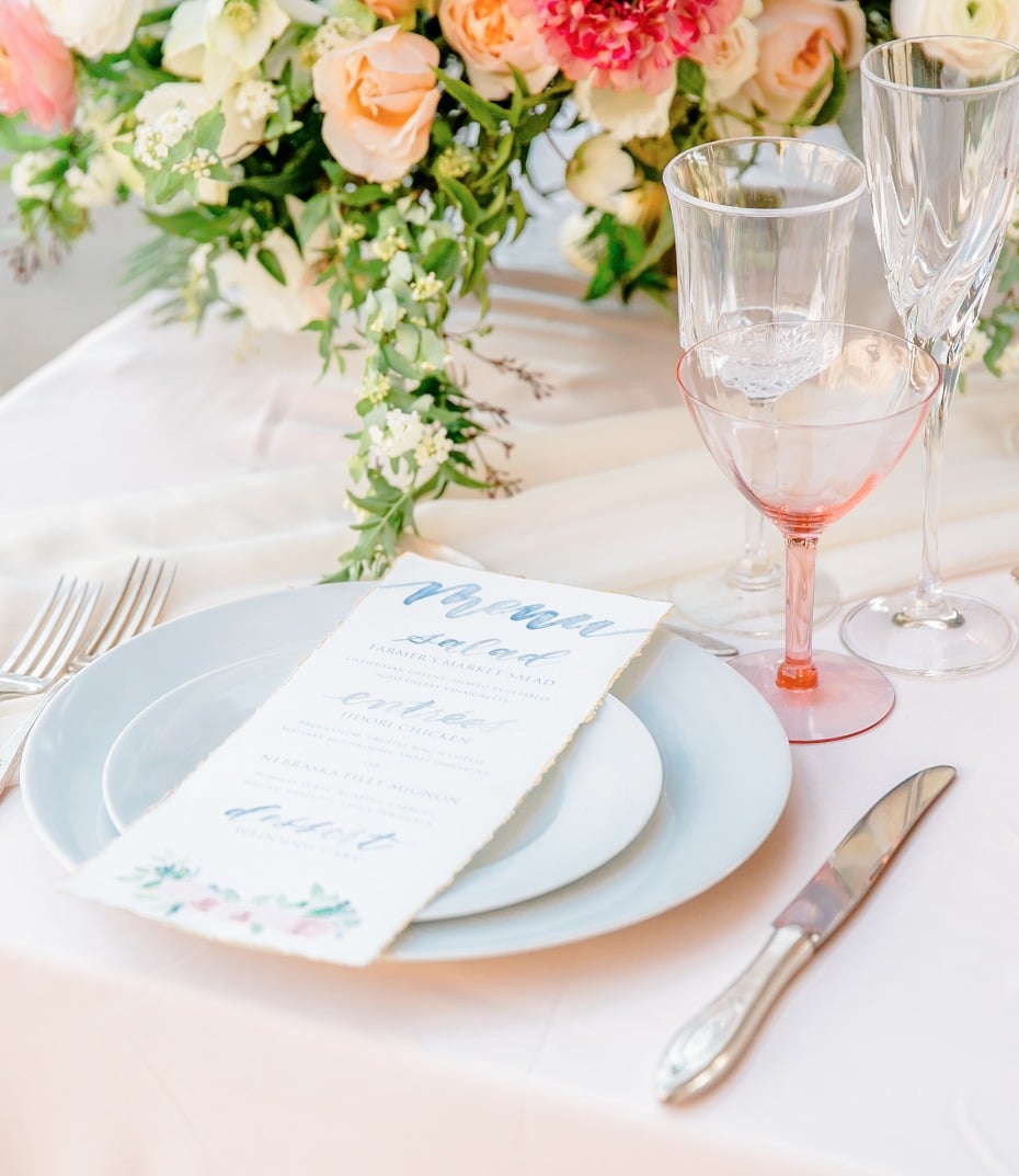 soft blush and peach table setting for the summer