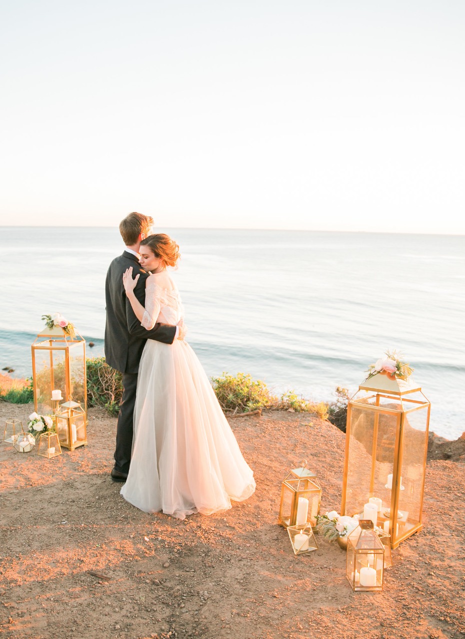 sunset wedding ceremony at the ocean
