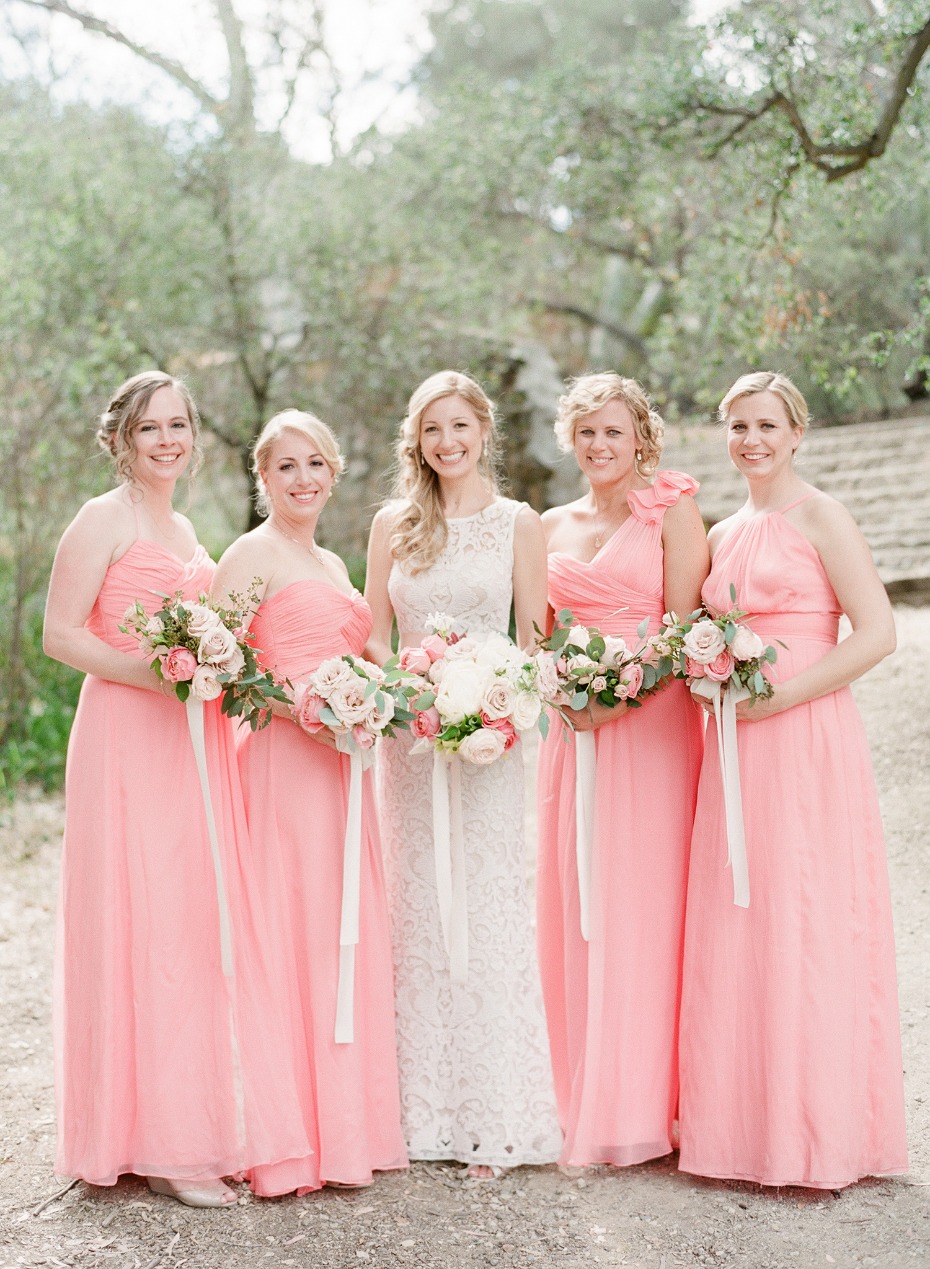 Mix n match pink bridesmaid dresses